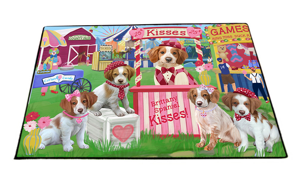 Carnival Kissing Booth Brittany Spaniels Dog Floormat FLMS53166