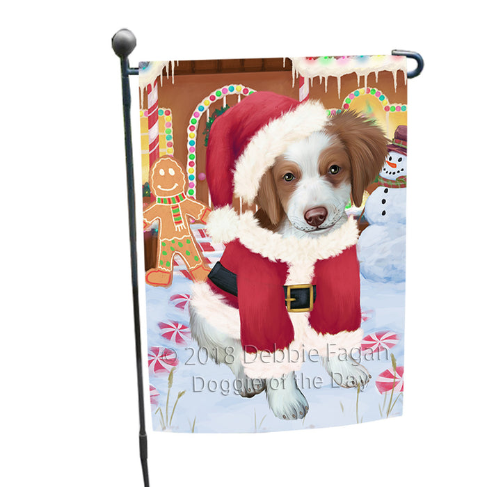 Christmas Gingerbread House Candyfest Brittany Spaniel Dog Garden Flag GFLG56836