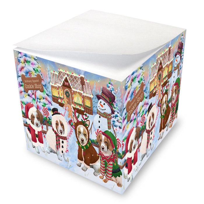 Holiday Gingerbread Cookie Shop Brittany Spaniels Dog Note Cube NOC54457