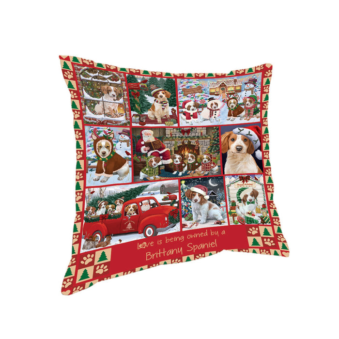 Love is Being Owned Christmas Brittany Spaniel Dogs Pillow PIL85696