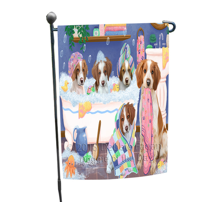 Rub A Dub Dogs In A Tub Brittany Spaniels Dog Garden Flag GFLG57401