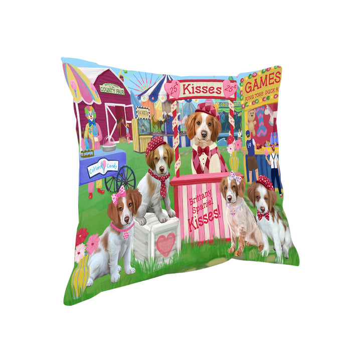 Carnival Kissing Booth Brittany Spaniels Dog Pillow PIL79408