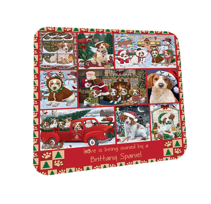 Love is Being Owned Christmas Brittany Spaniel Dogs Coasters Set of 4 CST57167