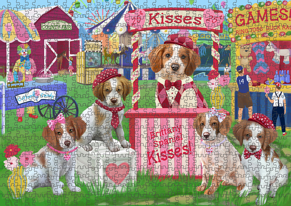 Carnival Kissing Booth Brittany Spaniels Dog Puzzle with Photo Tin PUZL93316