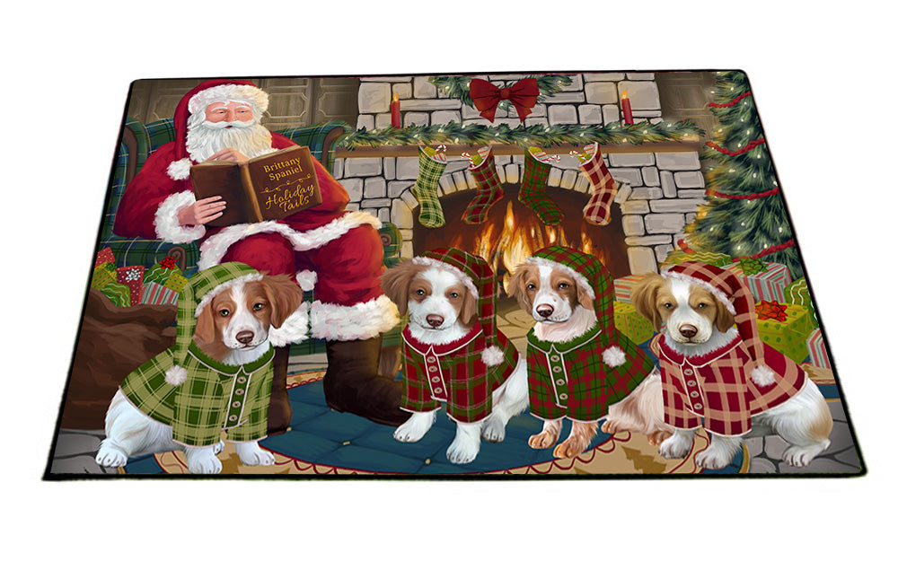 Christmas Cozy Holiday Tails Brittany Spaniels Dog Floormat FLMS52614
