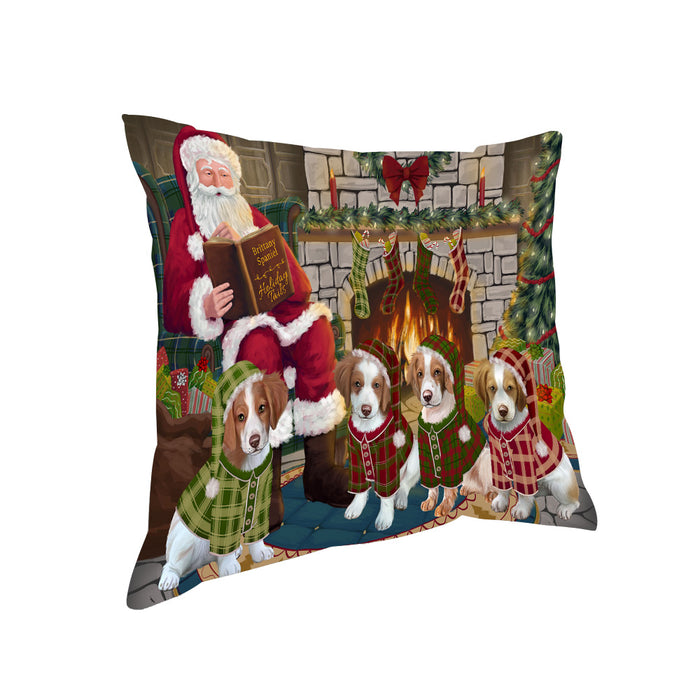 Christmas Cozy Holiday Tails Brittany Spaniels Dog Pillow PIL69364