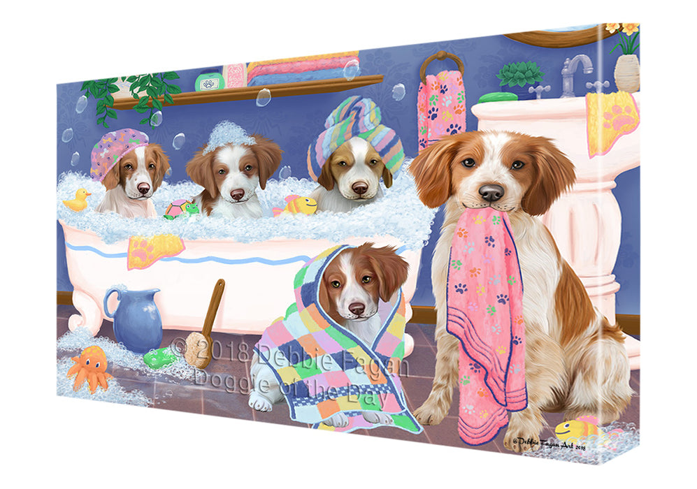 Rub A Dub Dogs In A Tub Brittany Spaniels Dog Canvas Print Wall Art Décor CVS133181