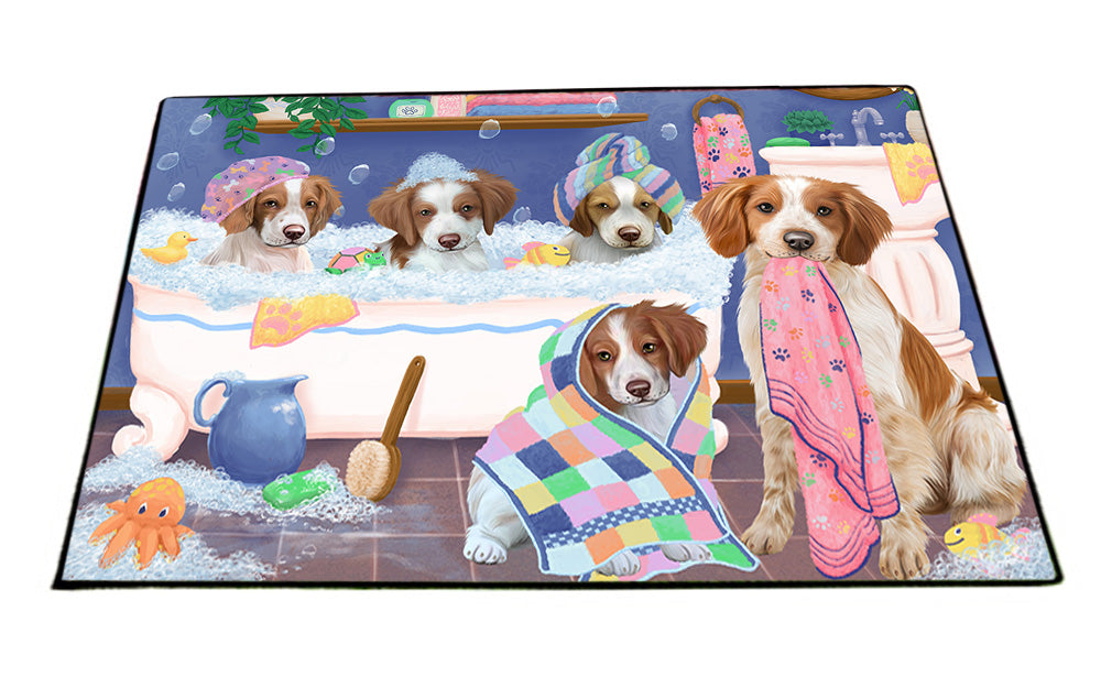 Rub A Dub Dogs In A Tub Brittany Spaniels Dog Floormat FLMS53502