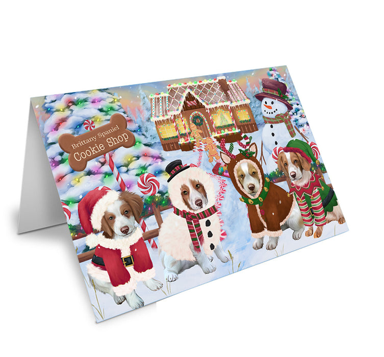 Holiday Gingerbread Cookie Shop Brittany Spaniels Dog Handmade Artwork Assorted Pets Greeting Cards and Note Cards with Envelopes for All Occasions and Holiday Seasons GCD73670