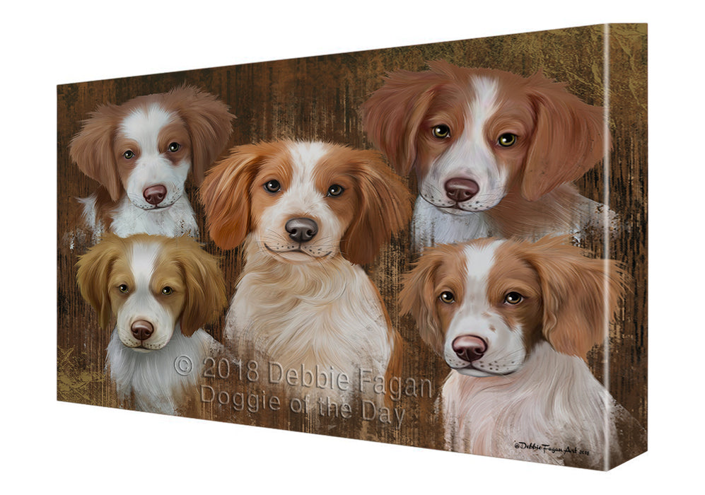 Rustic 5 Brittany Spaniels Dog Canvas Wall Art CVS61545