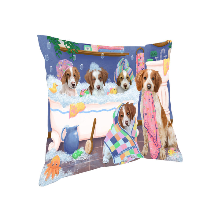 Rub A Dub Dogs In A Tub Brittany Spaniels Dog Pillow PIL81384