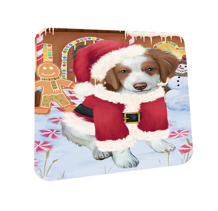 Christmas Gingerbread House Candyfest Brittany Spaniel Dog Coasters Set of 4 CST56246