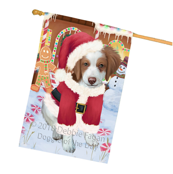 Christmas Gingerbread House Candyfest Brittany Spaniel Dog House Flag FLG56972