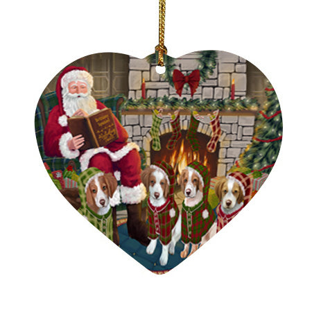 Christmas Cozy Holiday Tails Brittany Spaniels Dog Heart Christmas Ornament HPOR55465