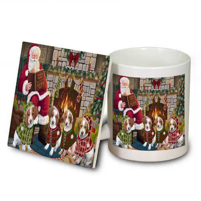 Christmas Cozy Holiday Tails Brittany Spaniels Dog Mug and Coaster Set MUC55101