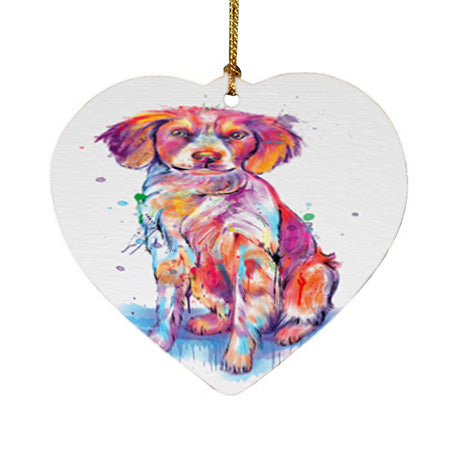 Watercolor Brittany Spaniel Dog Heart Christmas Ornament HPOR57372