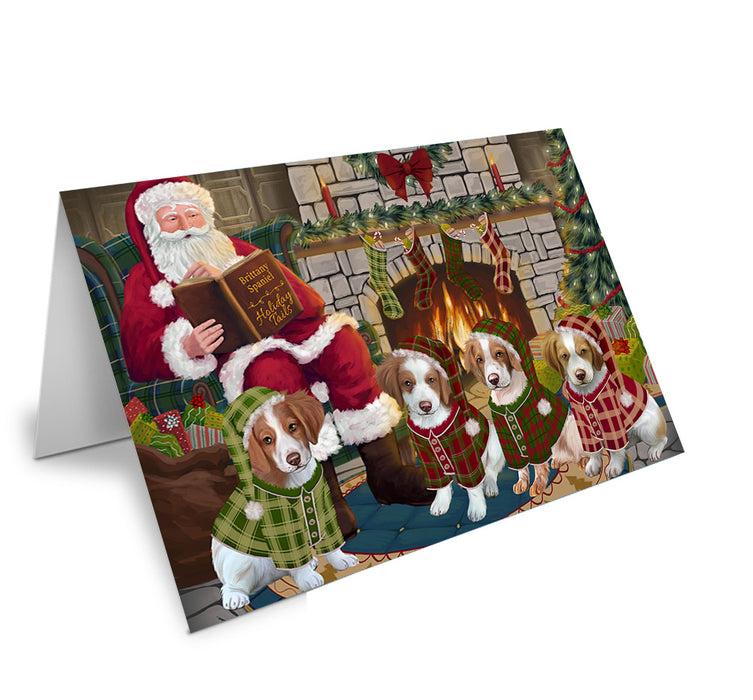 Christmas Cozy Holiday Tails Brittany Spaniels Dog Handmade Artwork Assorted Pets Greeting Cards and Note Cards with Envelopes for All Occasions and Holiday Seasons GCD69842