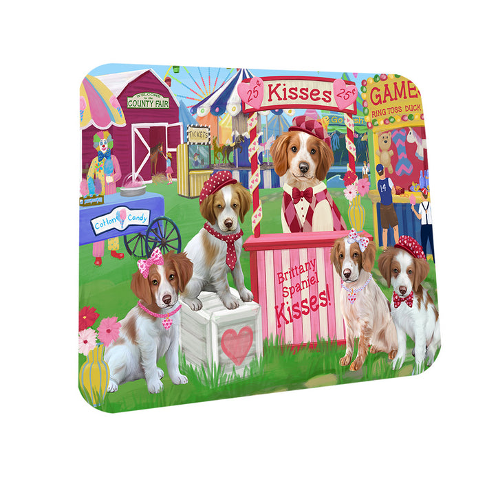 Carnival Kissing Booth Brittany Spaniels Dog Coasters Set of 4 CST56237
