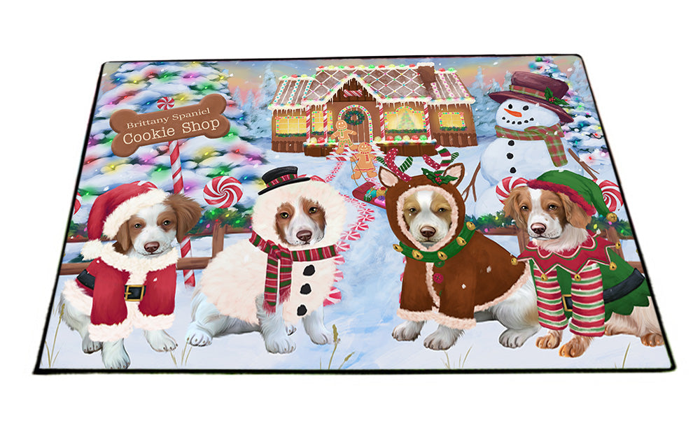 Holiday Gingerbread Cookie Shop Brittany Spaniels Dog Floormat FLMS53202