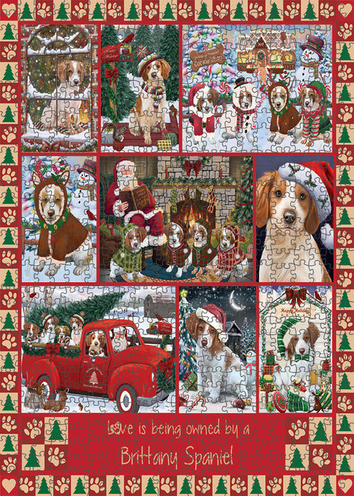 Love is Being Owned Christmas Brittany Spaniel Dogs Puzzle with Photo Tin PUZL99312