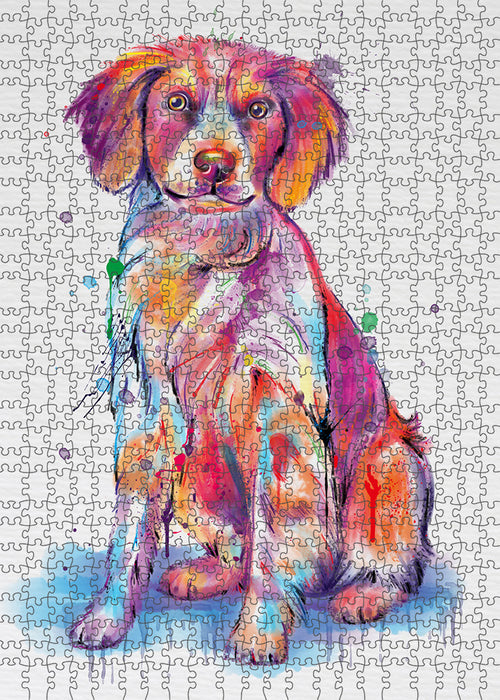Watercolor Brittany Spaniel Dog Puzzle with Photo Tin PUZL97116