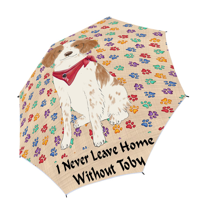 Custom Pet Name Personalized I never Leave Home Brittany Spanie Dog Semi-Automatic Foldable Umbrella