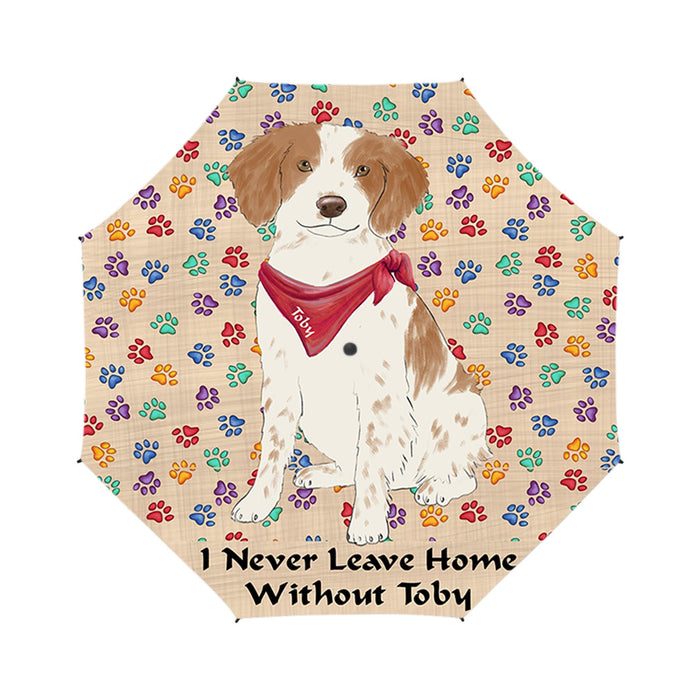 Custom Pet Name Personalized I never Leave Home Brittany Spanie Dog Semi-Automatic Foldable Umbrella