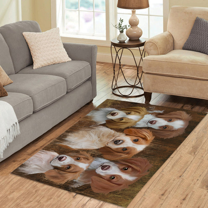 Rustic Brittany Spaniel Dogs Area Rug