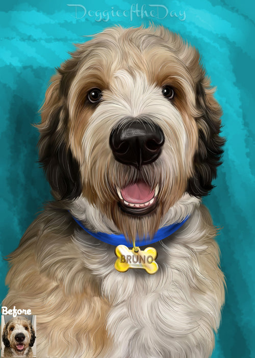 Digital Painting PERSONALIZED Caricature PET PORTRAIT! Custom Pet Dog or Cat Art