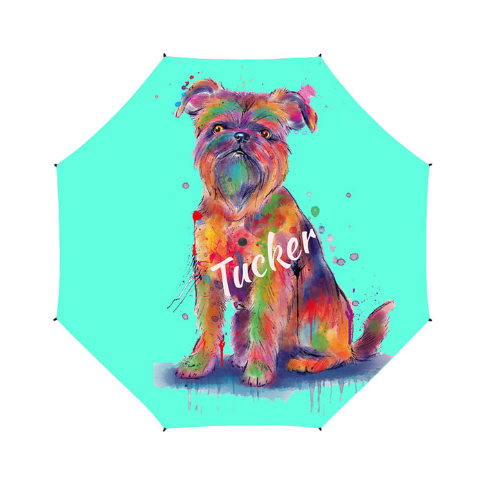 Custom Pet Name Personalized Watercolor Brussels Griffon DogSemi-Automatic Foldable Umbrella