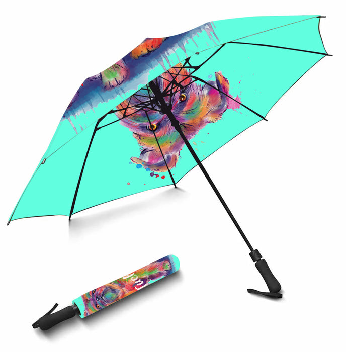 Custom Pet Name Personalized Watercolor Brussels Griffon DogSemi-Automatic Foldable Umbrella