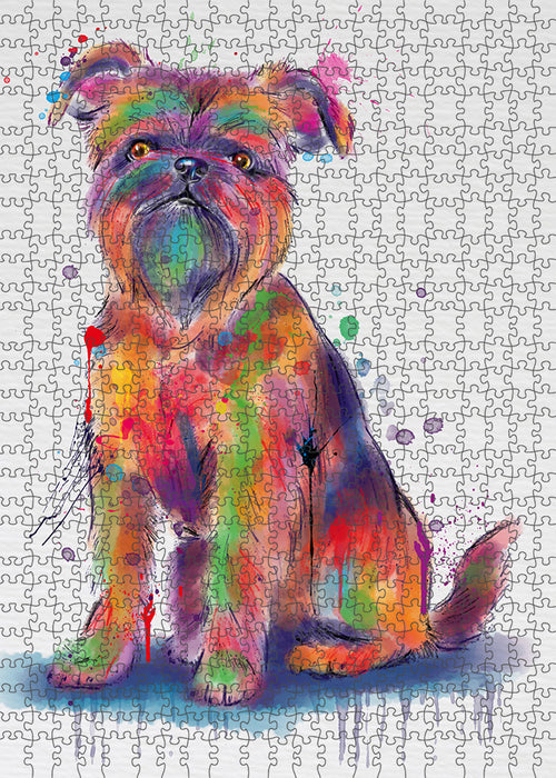 Watercolor Brussels Griffons Dog Portrait Jigsaw Puzzle for Adults Animal Interlocking Puzzle Game Unique Gift for Dog Lover's