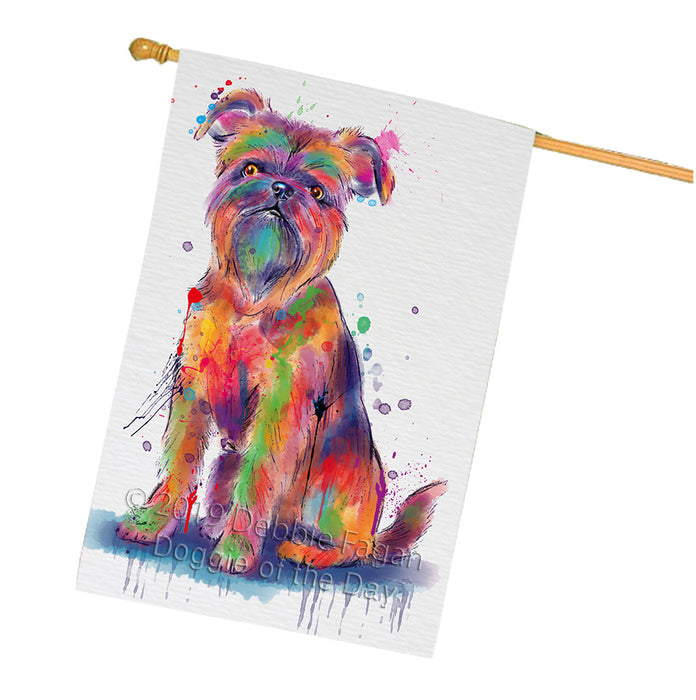 Watercolor Brussels Griffons Dog House Flag FLG66415