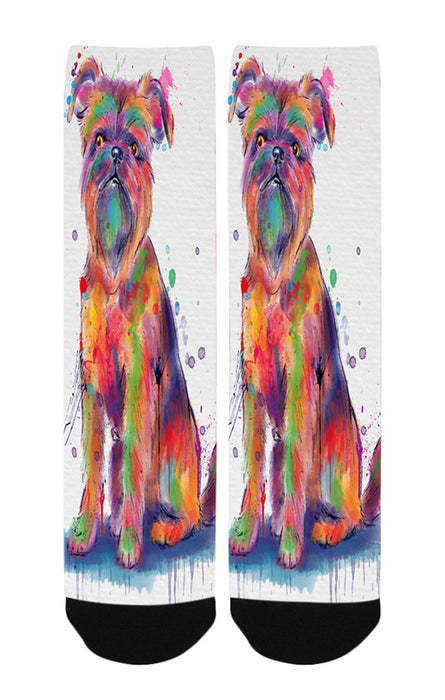 Watercolor Brussels Griffon Dog Women's Casual Socks