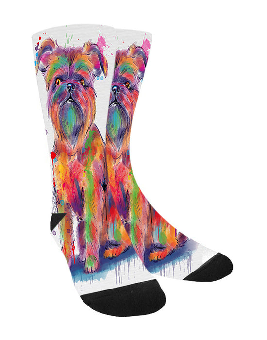 Watercolor Brussels Griffon Dog Women's Casual Socks