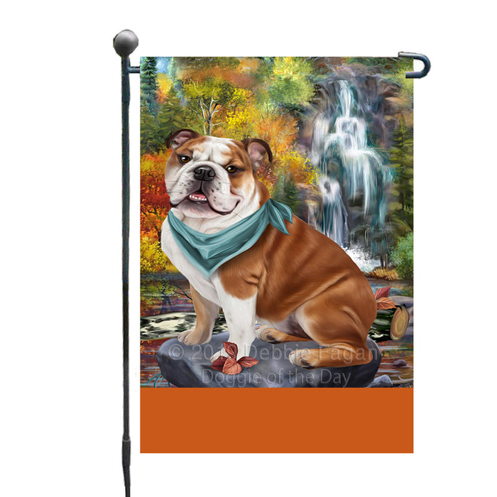 Personalized Scenic Waterfall Bulldog Custom Garden Flags GFLG-DOTD-A60820
