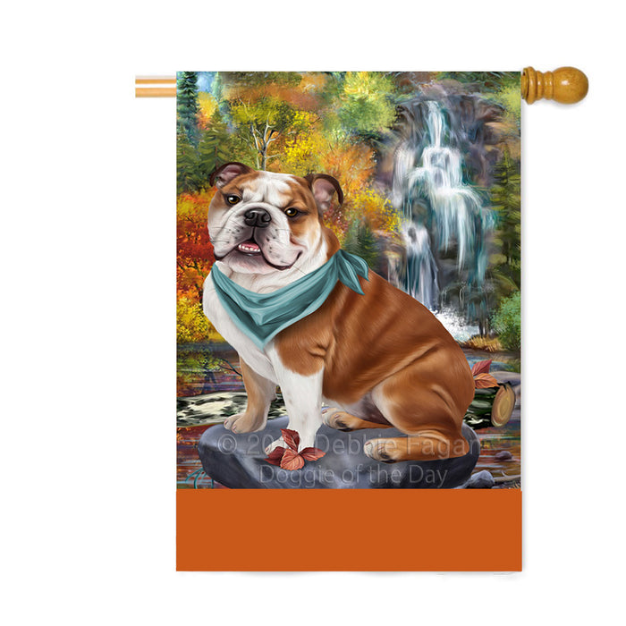 Personalized Scenic Waterfall Bulldog Custom House Flag FLG-DOTD-A60876