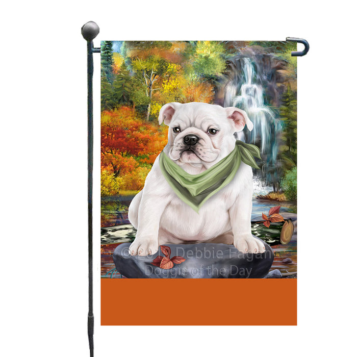 Personalized Scenic Waterfall Bulldog Custom Garden Flags GFLG-DOTD-A60821