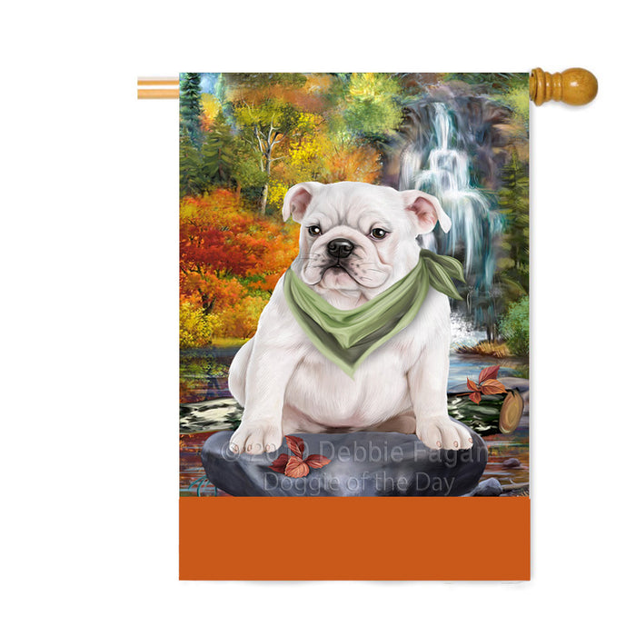 Personalized Scenic Waterfall Bulldog Custom House Flag FLG-DOTD-A60877
