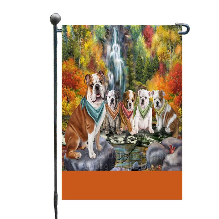 Personalized Scenic Waterfall Bulldogs Custom Garden Flags GFLG-DOTD-A60823
