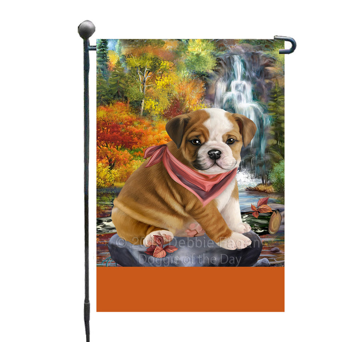 Personalized Scenic Waterfall Bulldog Custom Garden Flags GFLG-DOTD-A60822