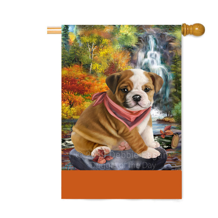 Personalized Scenic Waterfall Bulldog Custom House Flag FLG-DOTD-A60878