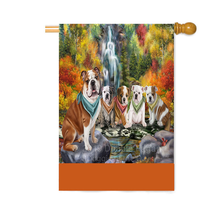 Personalized Scenic Waterfall Bulldogs Custom House Flag FLG-DOTD-A60879