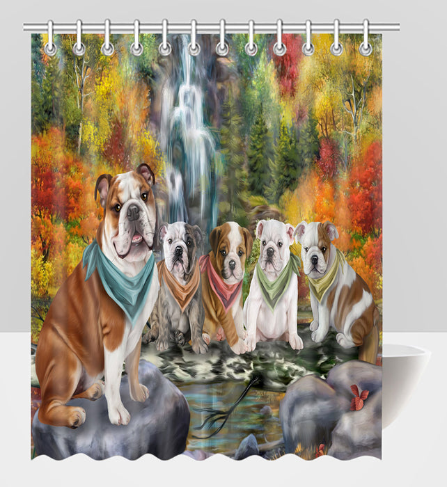 Scenic Waterfall Bulldogs Shower Curtain