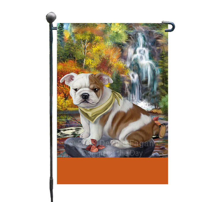 Personalized Scenic Waterfall Bulldog Custom Garden Flags GFLG-DOTD-A60824