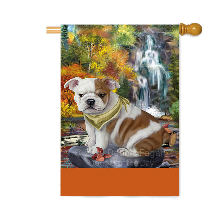 Personalized Scenic Waterfall Bulldog Custom House Flag FLG-DOTD-A60880