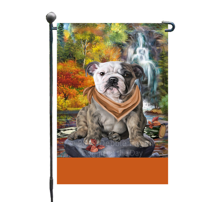 Personalized Scenic Waterfall Bulldog Custom Garden Flags GFLG-DOTD-A60825