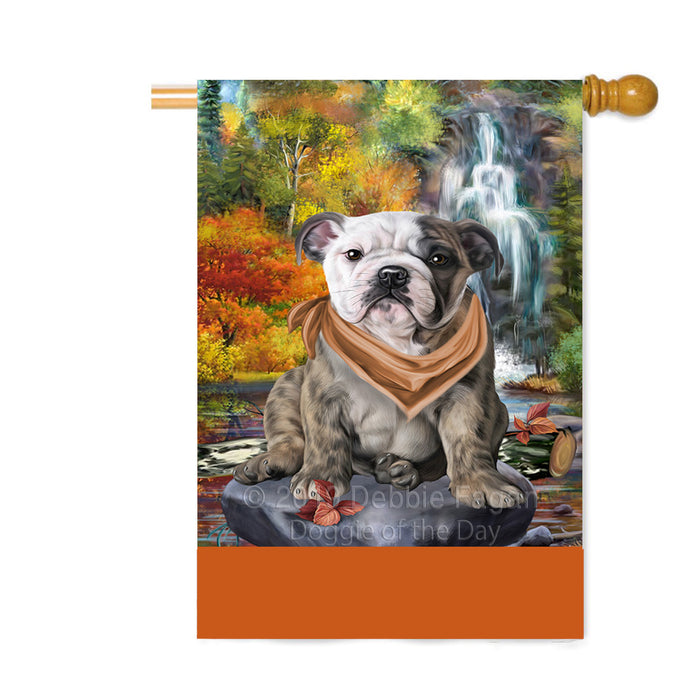 Personalized Scenic Waterfall Bulldog Custom House Flag FLG-DOTD-A60881