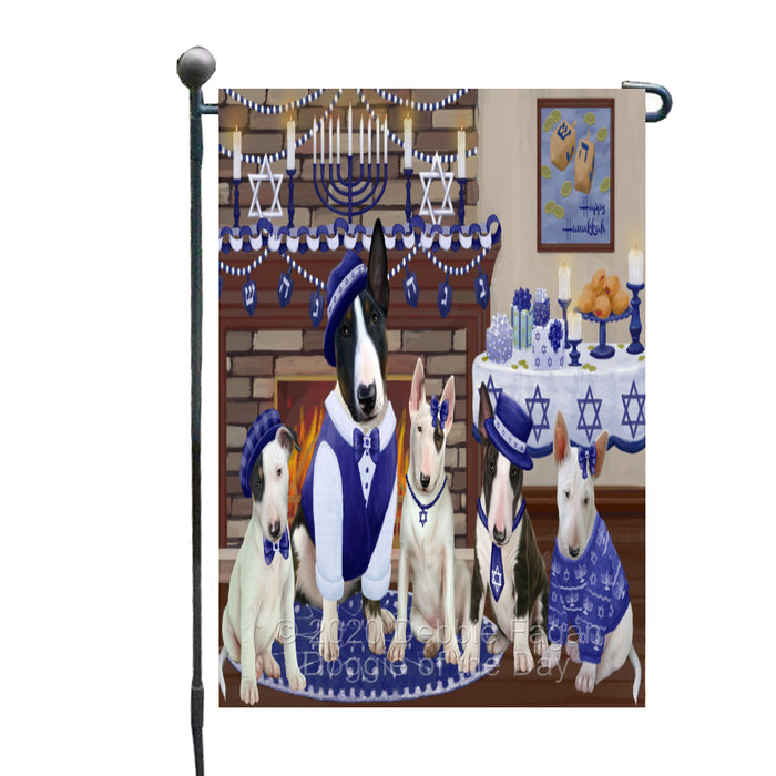 Happy Hanukkah Family Bull Terrier Dogs Garden Flag GFLG65969