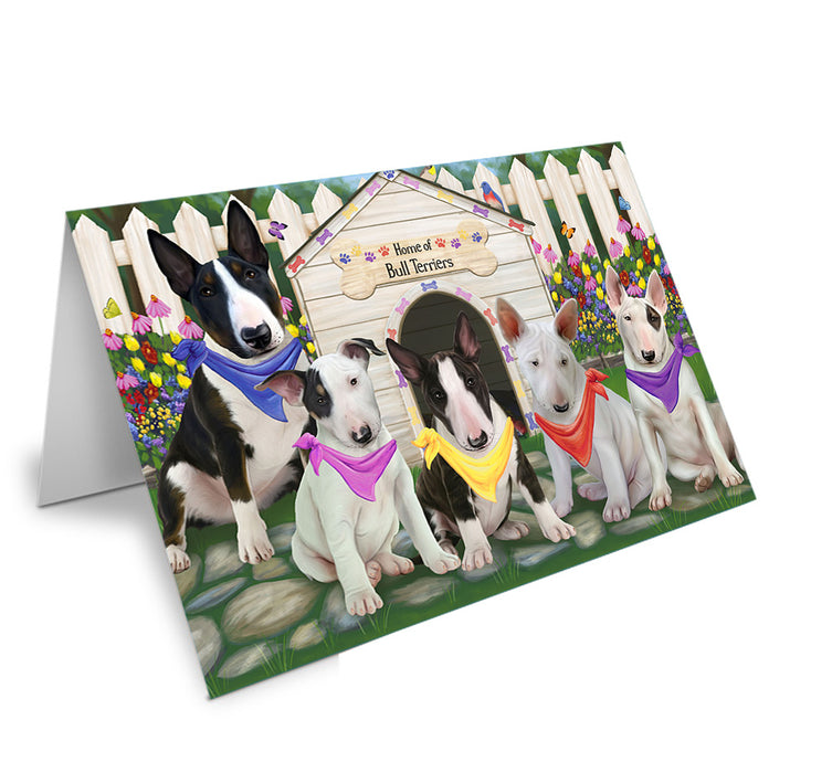 Spring Floral Bull Terrier Dog Handmade Artwork Assorted Pets Greeting Cards and Note Cards with Envelopes for All Occasions and Holiday Seasons GCD53477